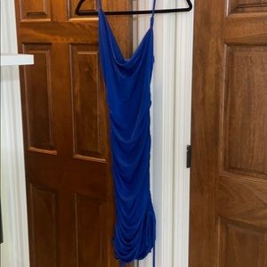 JLUX Label blue ruched midi dress